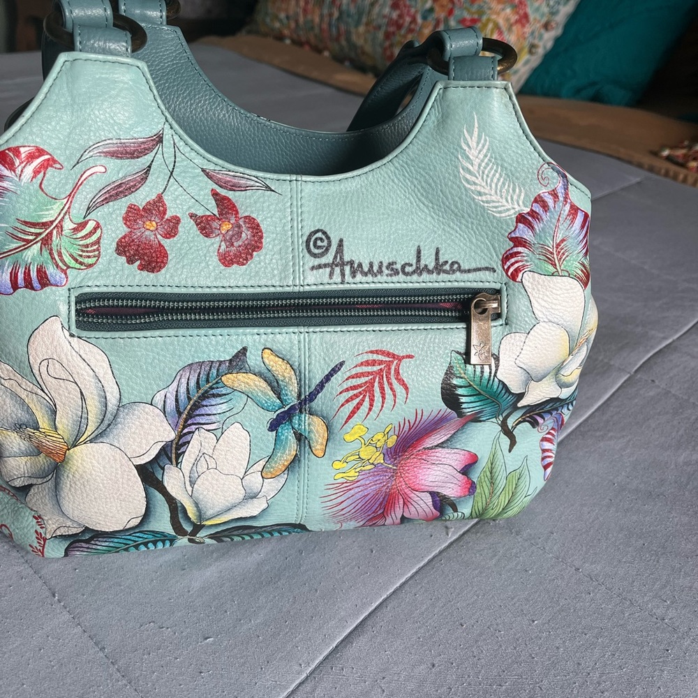 Hand painted bag/three sections/matching liner phone and small document cases